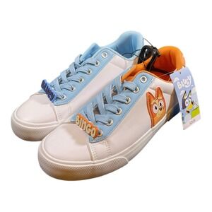 NWT‎ Bluey and Bingo Court Sneakers Shoes BLUE & WHITE Boys  Size 7